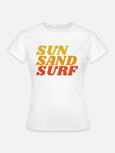 SUN SURF SAND - Frauen T-Shirt - Weiß