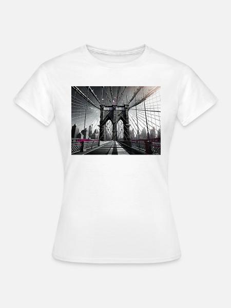 NYC Arts Series - Brooklyn Bridge - Cyberpunk - Frauen T-Shirt - Weiß
