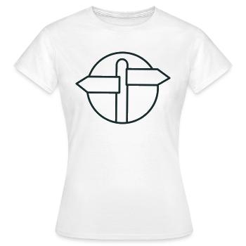 Blank direction sign in a circle - Women's T-Shirt - white - Front - AI Model Female 172 dark (172cm)