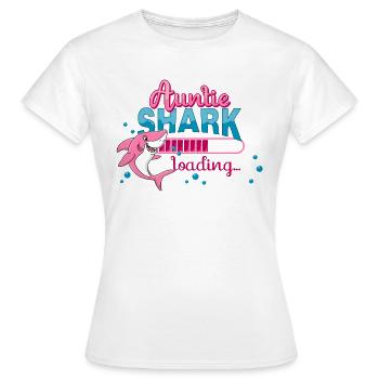 Tante Shark invite... Annonce de grossesse bébé - T-shirt Femme - blanc - Devant - AI Model Female 172 dark (172cm)