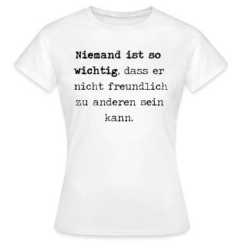 freundlich - Frauen T-Shirt - Weiß - Vorne - AI Model Female 172 dark (172cm)