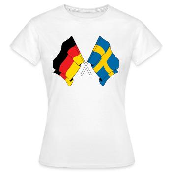 Flag of Germany and flag Sweden - Women's T-Shirt - white - Front - AI Model Female 172 dark (172cm)
