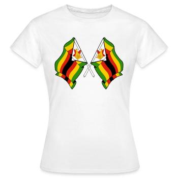 Two flags crossed Zimbabwe - Women's T-Shirt - white - Front - AI Model Female 172 dark (172cm)