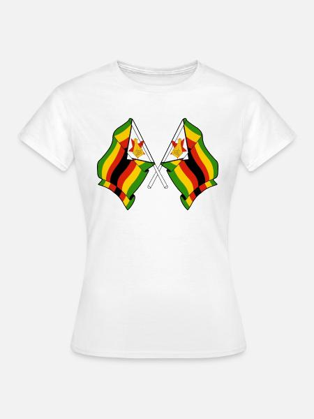 Zwei Flaggen durchquerten Simbabwe - Frauen T-Shirt - Weiß