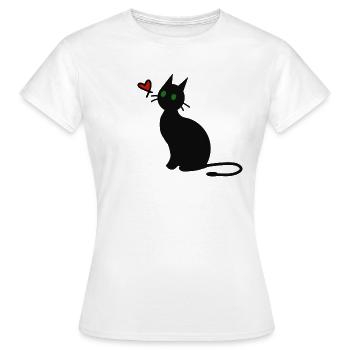 Chat noir - T-shirt Femme - blanc - Devant - AI Model Female 172 dark (172cm)