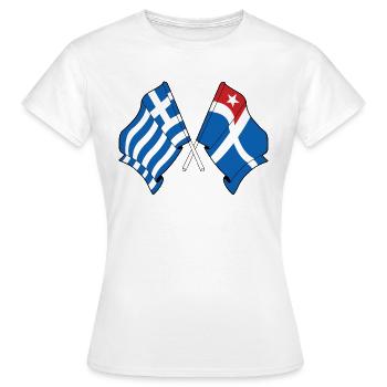 Flagge von Griechenland und Flagge Insel Kreta gekreuzt - Frauen T-Shirt - Weiß - Vorne - AI Model Female 172 dark (172cm)