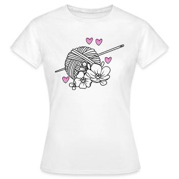 Tricot Tricot Crochet Tricoteur - T-shirt Femme - blanc - Devant - AI Model Female 172 dark (172cm)