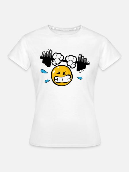 Smiley Weightlifting - Frauen T-Shirt - Weiß