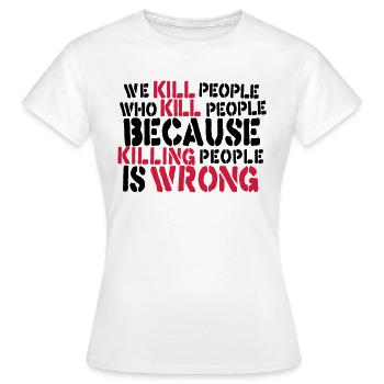 Slogan anti-guerre - Ukraine Russie Paix - T-shirt Femme - blanc - Devant - AI Model Female 172 dark (172cm)