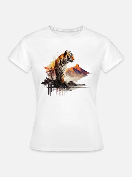 Tiger Art Gift Cadeau d’anniversaire Animaux - T-shirt Femme - blanc