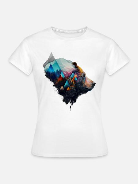 Ours Montagnes colorées Cadeau Homme Art Animal Zoo - T-shirt Femme - blanc