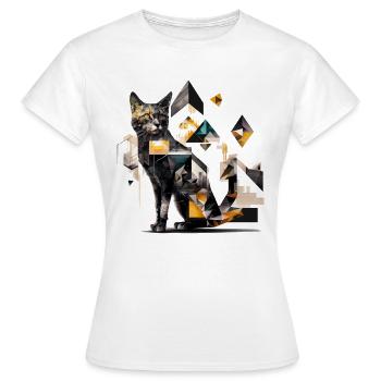 Katze Polygon Katzenmotiv Geschenk Katzenliebhaber - Frauen T-Shirt - Weiß - Vorne - AI Model Female 172 dark (172cm)