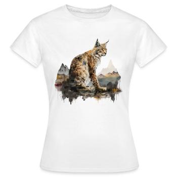 Luchs Berge Natur Landschaft Luchse Tier Geschenk - Frauen T-Shirt - Weiß - Vorne - AI Model Female 172 dark (172cm)