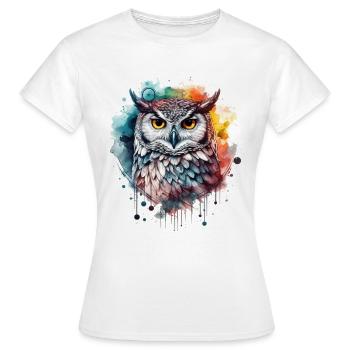 Eule Nachtvogel Vogel Tier Geschenk Kunst - Frauen T-Shirt - Weiß - Vorne - AI Model Female 172 dark (172cm)