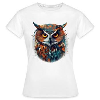 Eule Nachtvogel Vogel Tier Geschenk Kunst - Frauen T-Shirt - Weiß - Vorne - AI Model Female 172 dark (172cm)