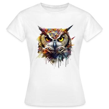 Eule Nachtvogel Vogel Tier Geschenk Kunst - Frauen T-Shirt - Weiß - Vorne - AI Model Female 172 dark (172cm)