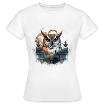 Eule Nachtvogel Vogel Tier Geschenk Kunst - Frauen T-Shirt - Weiß - Vorne - AI Model Female 172 dark (172cm)