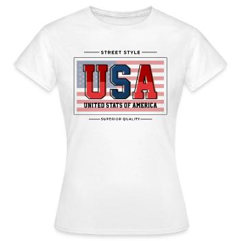 États-Unis - T-shirt Femme - blanc - Devant - AI Model Female 172 dark (172cm)