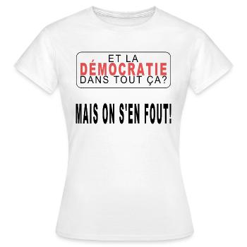 Démocratie - T-shirt Femme - blanc - Devant - AI Model Female 172 dark (172cm)