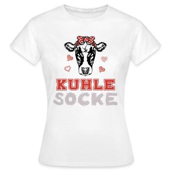 Kuhle Socke lustige Kuh mit Haarband Bäuerin - Frauen T-Shirt - Weiß - Vorne - AI Model Female 172 dark (172cm)