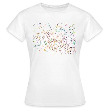 Troupeau d'oiseaux coloré silhouette abstraite - T-shirt Femme - blanc - Devant - AI Model Female 172 dark (172cm)