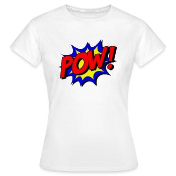 Comic POW! - Vrouwen T-shirt - wit - Voor - AI Model Female 172 dark (172cm)