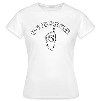 T-shirt souvenir Corse, carte et emblème de l’île - T-shirt Femme - blanc - Devant - AI Model Female 172 dark (172cm)