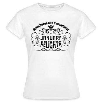 Snowflakes and Resolutions: January Delights. - Women's T-Shirt - white - Front - AI Model Female 172 dark (172cm)