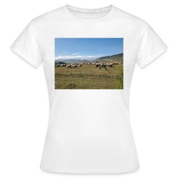 Schafe, Esel, Berge, Wiesen - Frauen T-Shirt - Weiß - Vorne - AI Model Female 172 dark (172cm)