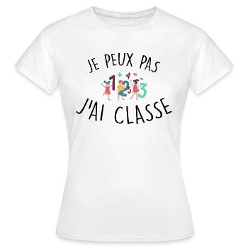 je peux pas j'ai classe / rentrée des classes - T-shirt Femme - blanc - Devant - AI Model Female 172 dark (172cm)