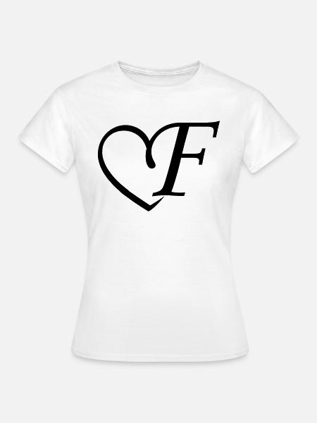 Herz Buchstabe f - Dame-T-shirt - hvid
