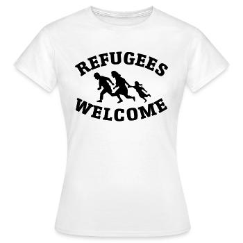 refugees welcome - Women's T-Shirt - white - Front - AI Model Female 172 dark (172cm)