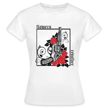 revolver with flowers - T-shirt Femme - blanc - Devant - AI Model Female 172 dark (172cm)