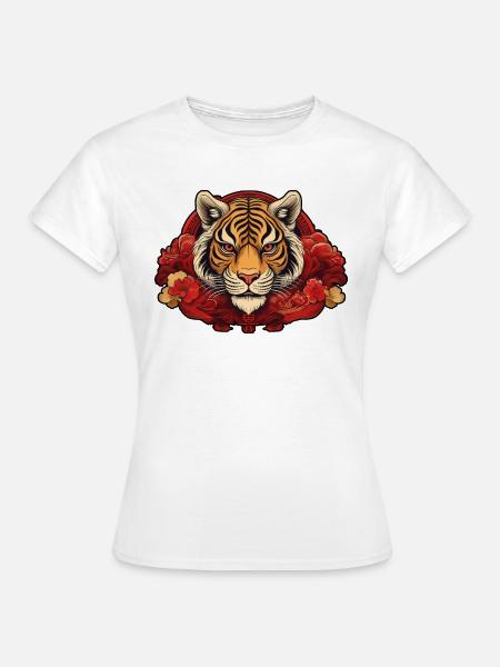 Tiger with Background - Frauen T-Shirt - Weiß