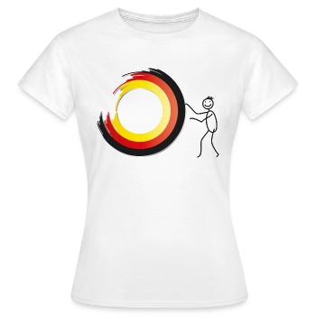 Team Deutschland, abstrakte Strichfigur mit Flagge - Frauen T-Shirt - Weiß - Vorne - AI Model Female 172 dark (172cm)