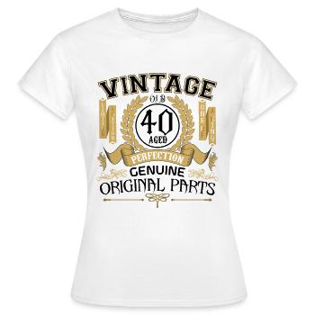 Jahrgang 40 Jahre - Geburtstagsgeschenk 40 Jahre !!! - Frauen T-Shirt - Weiß - Vorne - AI Model Female 172 dark (172cm)