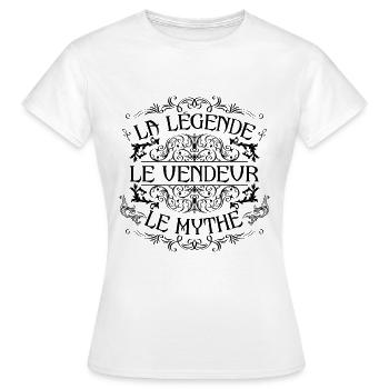 Vendeur | la légende Vendeur le mythe - T-shirt Femme - blanc - Devant - AI Model Female 172 dark (172cm)