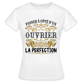 Ouvrier | le Meilleur cadeau Ouvrier - T-shirt Femme - blanc - Devant - AI Model Female 172 dark (172cm)