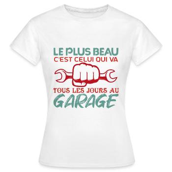 Mécanicien | lAutomobile Cadeau Auto Garage - T-shirt Femme - blanc - Devant - AI Model Female 172 dark (172cm)