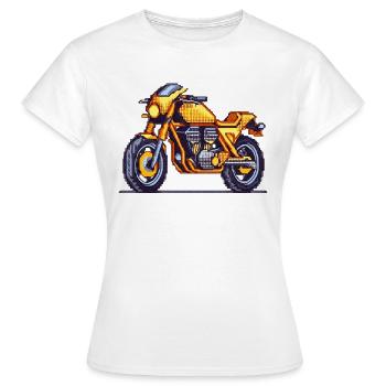 16-Bit retro Motorrad im vintage Pixellook - Frauen T-Shirt - Weiß - Vorne - AI Model Female 172 dark (172cm)