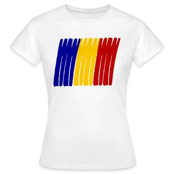 Drapeau peint de la Roumanie - T-shirt Femme - blanc - Devant - AI Model Female 172 dark (172cm)