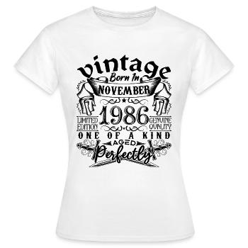 Geburtstag 1986 November 1986 geboren im November - Frauen T-Shirt - Weiß - Vorne - AI Model Female 172 dark (172cm)