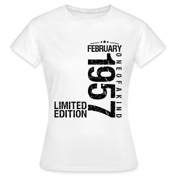 Anniversaire Février 1957 Février né en Février - T-shirt Femme - blanc - Devant - AI Model Female 172 dark (172cm)