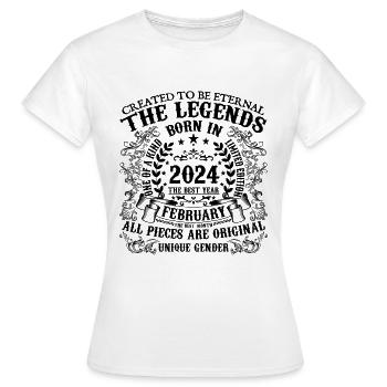 Anniversaire 2024 Février 2024 né en Février 2024 - T-shirt Femme - blanc - Devant - AI Model Female 172 dark (172cm)