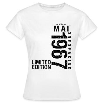 Anniversaire Mai 1967 Mai né en Mai - T-shirt Femme - blanc - Devant - AI Model Female 172 dark (172cm)