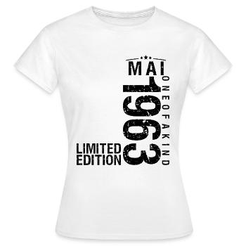 Anniversaire Mai 1963 Mai né en Mai - T-shirt Femme - blanc - Devant - AI Model Female 172 dark (172cm)