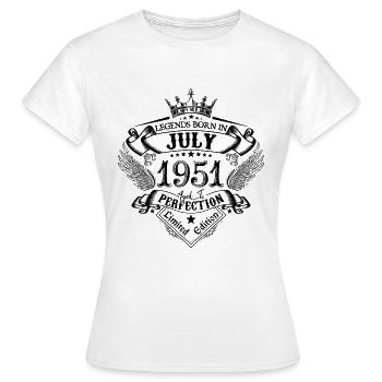 1951 July 1951 Birthday July 1951 - Women's T-Shirt - white - Front - AI Model Female 172 dark (172cm)