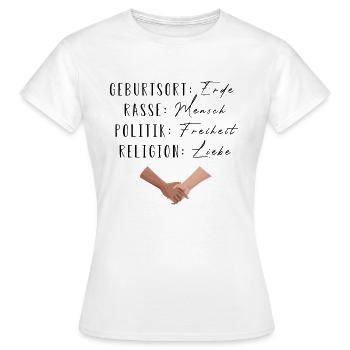 Statement gegen Rassismus | Gleichheit | Menschen - Frauen T-Shirt - Weiß - Vorne - AI Model Female 172 dark (172cm)