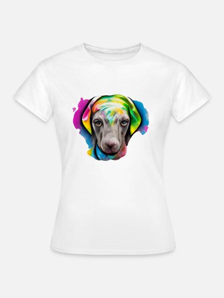 Weimaraner in Farbe - Frauen T-Shirt - Weiß