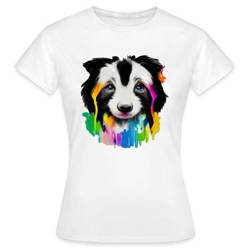 Langhaar-Collie Welpe in Farbe - Frauen T-Shirt - Weiß - Vorne - AI Model Female 172 dark (172cm)